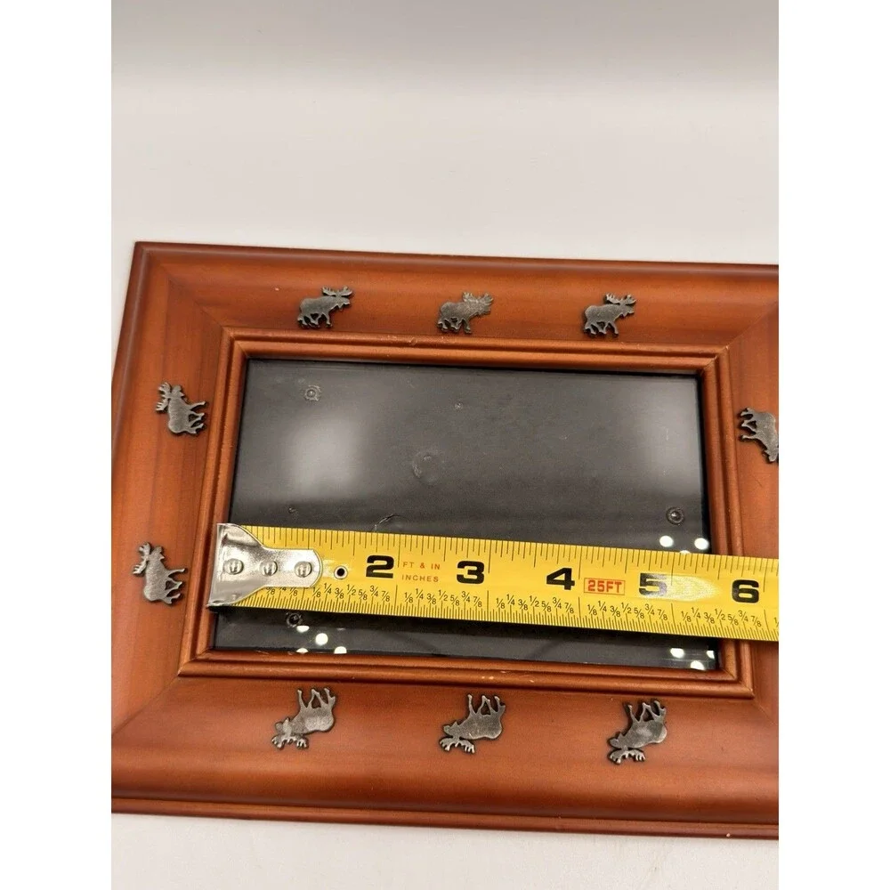 Rustic Wood Moose Picture Frame 9x7 Cabin Lodge Woodland Pewter Wildlife Decor